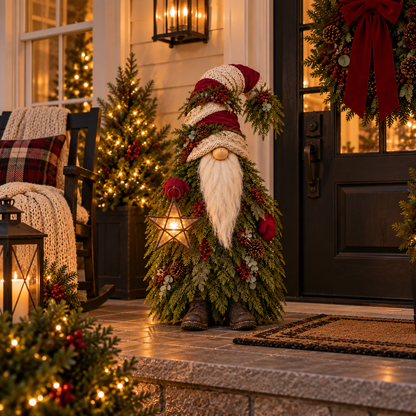 🎄 Evergreen Star Gnome™ Lighted Christmas Woodland Decor