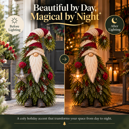 🎄 Evergreen Star Gnome™ Lighted Christmas Woodland Decor