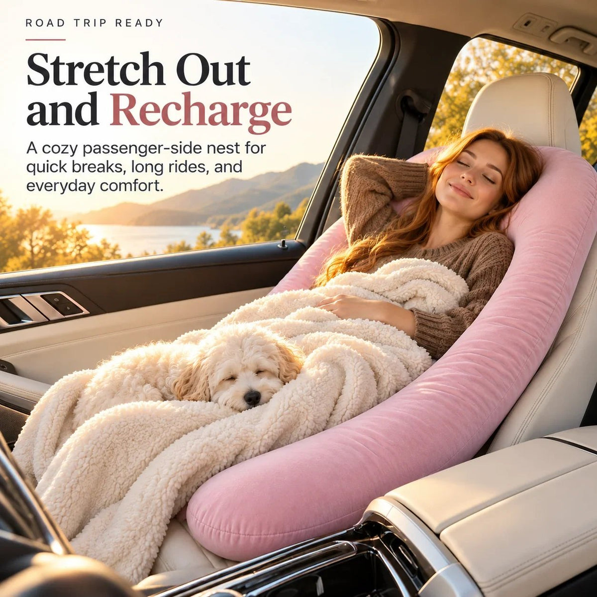 🚗 CozyDrive™ Full-Body Car Seat Pillow – Ultimate Travel Comfort 💗