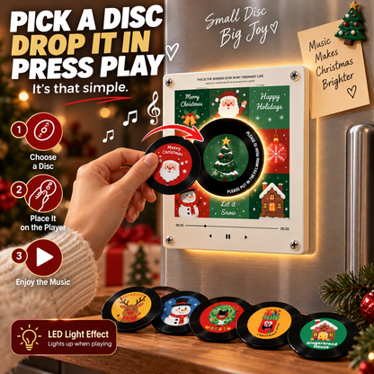 🎄🎵Christmas NFC Music Player – Turn Your Fridge Into a Holiday Jukebox. with 9 Vinyl Style Discs and USB C