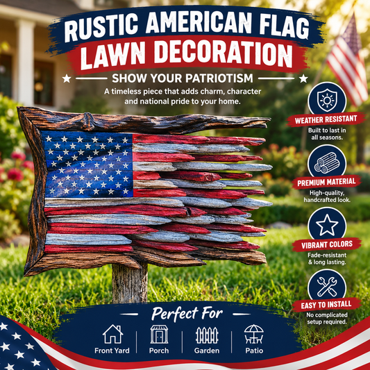 Wooden 3D Wall Art - Independence Day American Flag Creative Vintage Decor Craft
