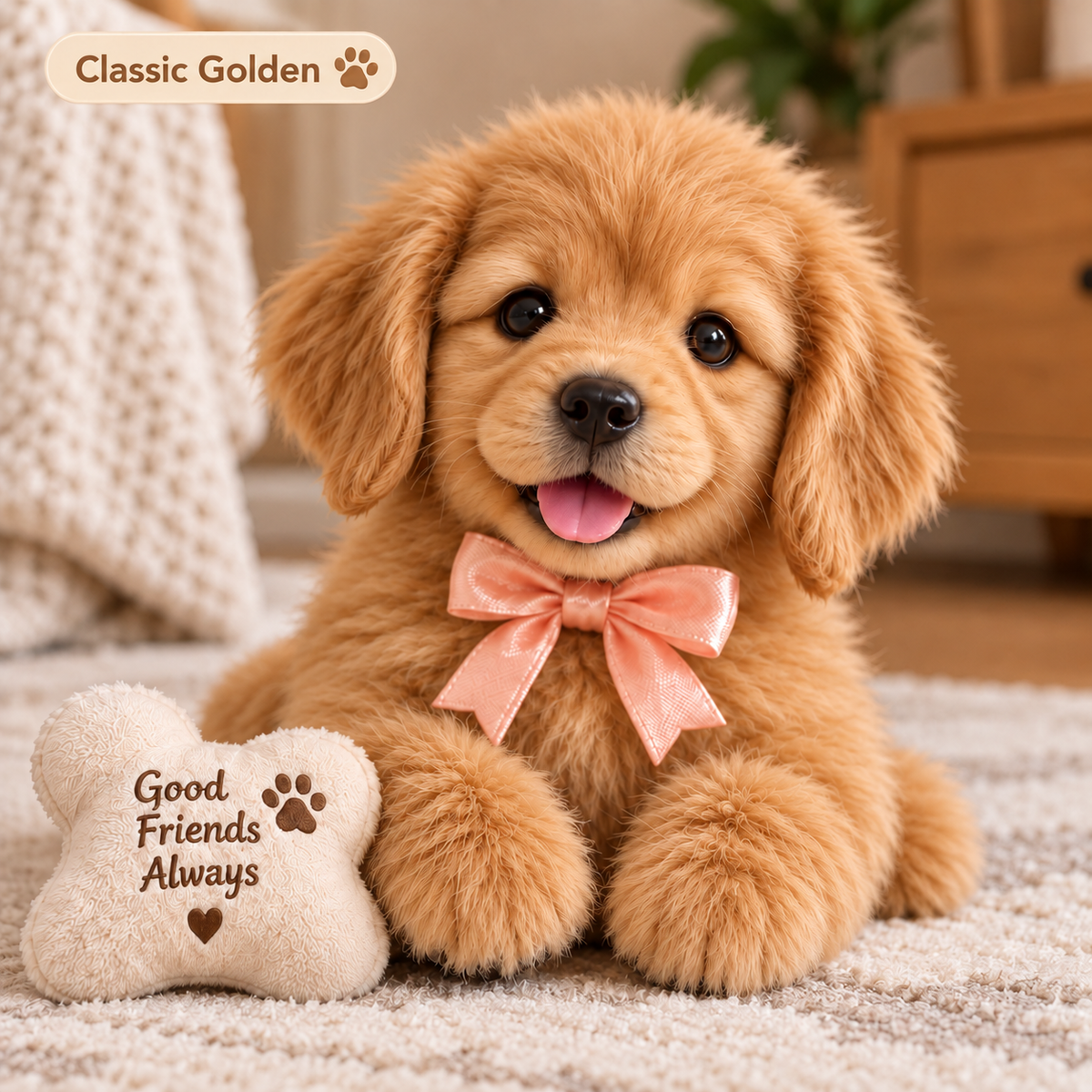 🎄 49% OFF – Golden Buddy™ Realistic Robot Golden Retriever Puppy