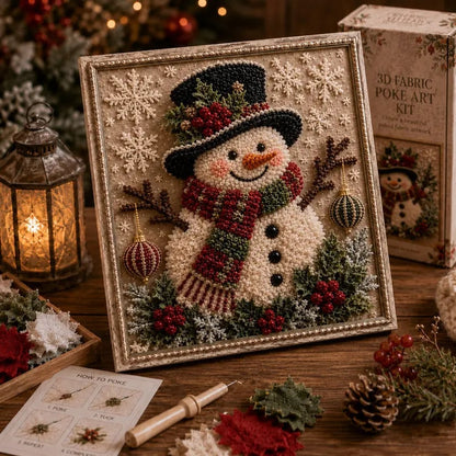 🎁 3D Christmas Fabric Poke Art Kit🎄 Handmade Fabric Poke Art Kit🎅 Vintage Holiday Handmade Decoration, DIY Christmas Craft Kit for Adults & Beginner