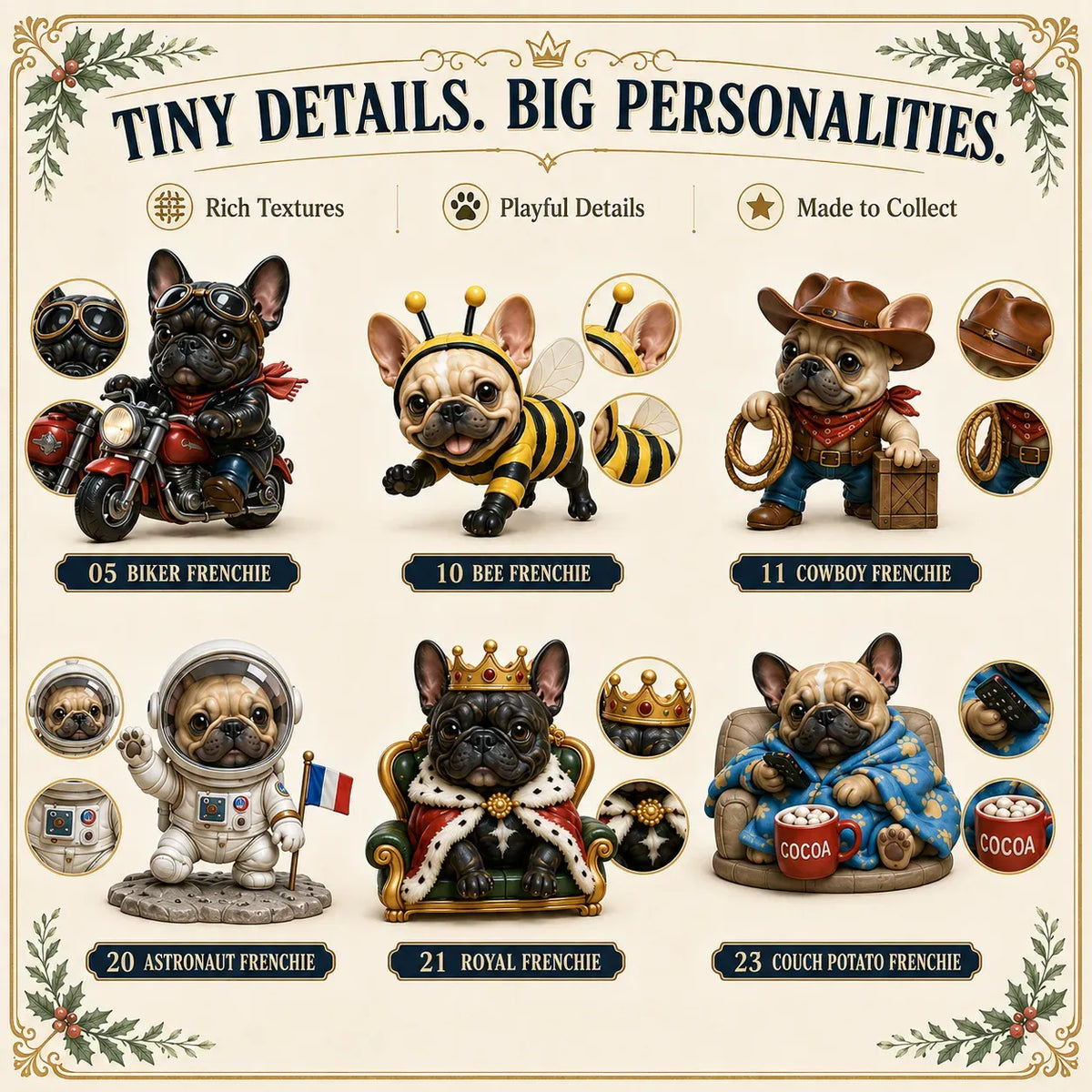 ⏳ 50% OFF TODAY– 🐶 24-Day French Bulldog Christmas Advent Calendar | 24 Unique Collectible Frenchie Characters with Different Outfits, Personalities & Daily Holiday Surprises 🎄✨