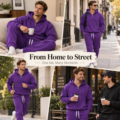 ⚡Hot Sales 50% OFF🔥Men's Plain Two-piece Casual Sporty Sweatsuit Set