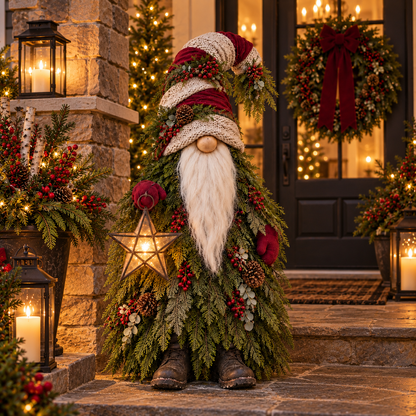 🎄 Evergreen Star Gnome™ Lighted Christmas Woodland Decor