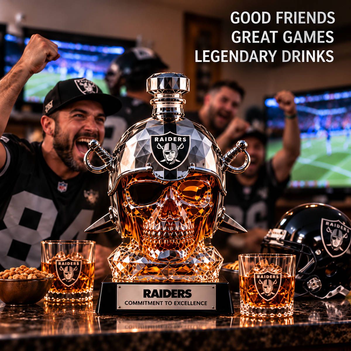 🏈 Skull Helmet Decanter - Sculpted Glassware & Home Bar Display 🏆