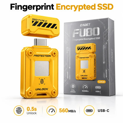 ⚡️⚡️EAGET FU80 Fingerprint Encrypted SSD Flash Drive – Ultra-Fast Type-C USB Drive for Secure Data Storage