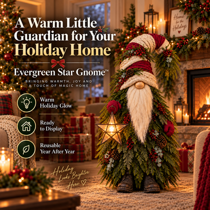 🎄 Evergreen Star Gnome™ Lighted Christmas Woodland Decor