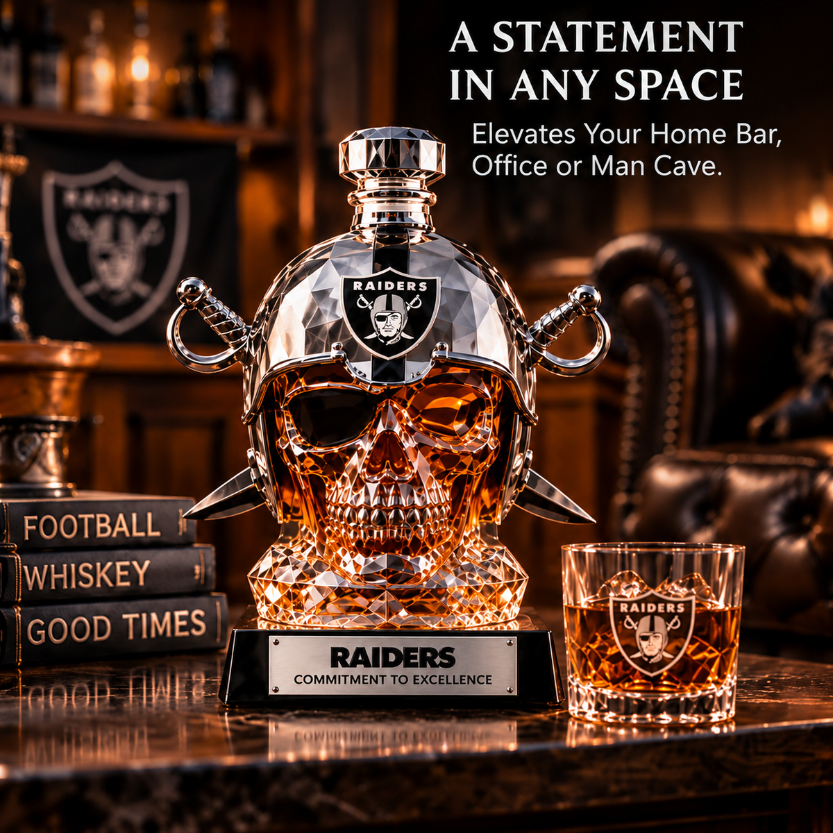 🏈 Skull Helmet Decanter - Sculpted Glassware & Home Bar Display 🏆