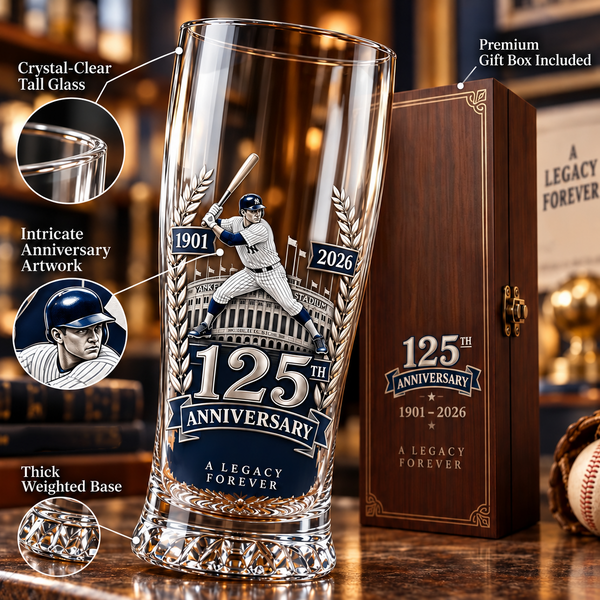 Commemorative baseball glass styled for game day