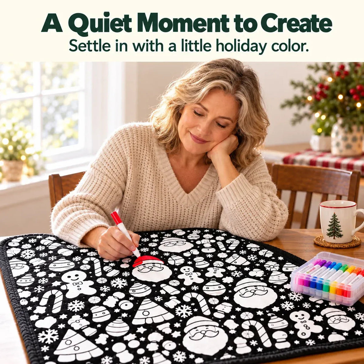 🎄 DIY Christmas Coloring Blanket Kit – Includes 24 Acrylic Markers!