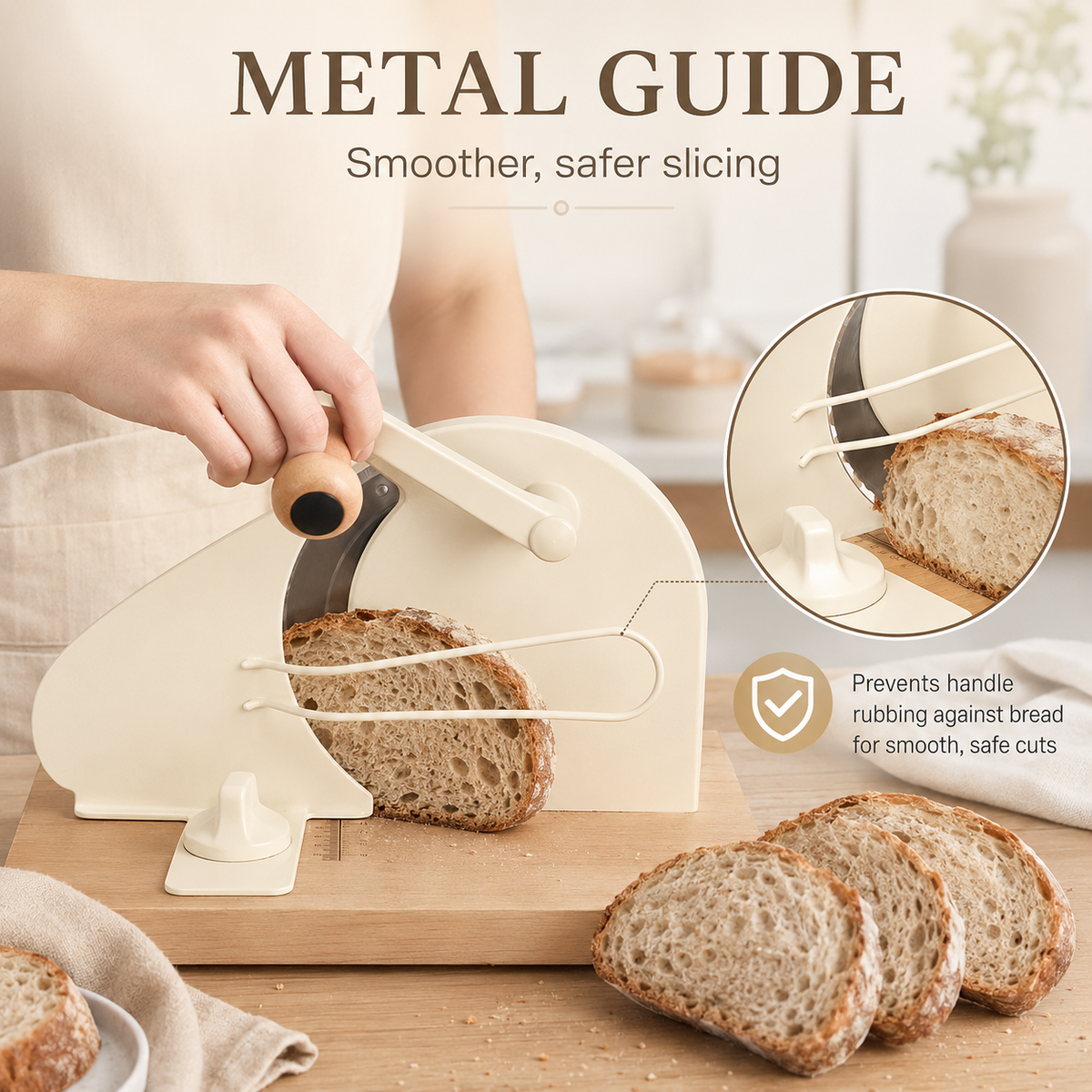 🍞 Adjustable Manual Bread Slicer – Hand Crank Cutter for Sourdough & Homemade Bread