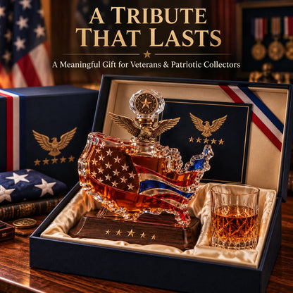 A TRIBUTE THAT LASTS-Veterans Tribute Crystal Decanter