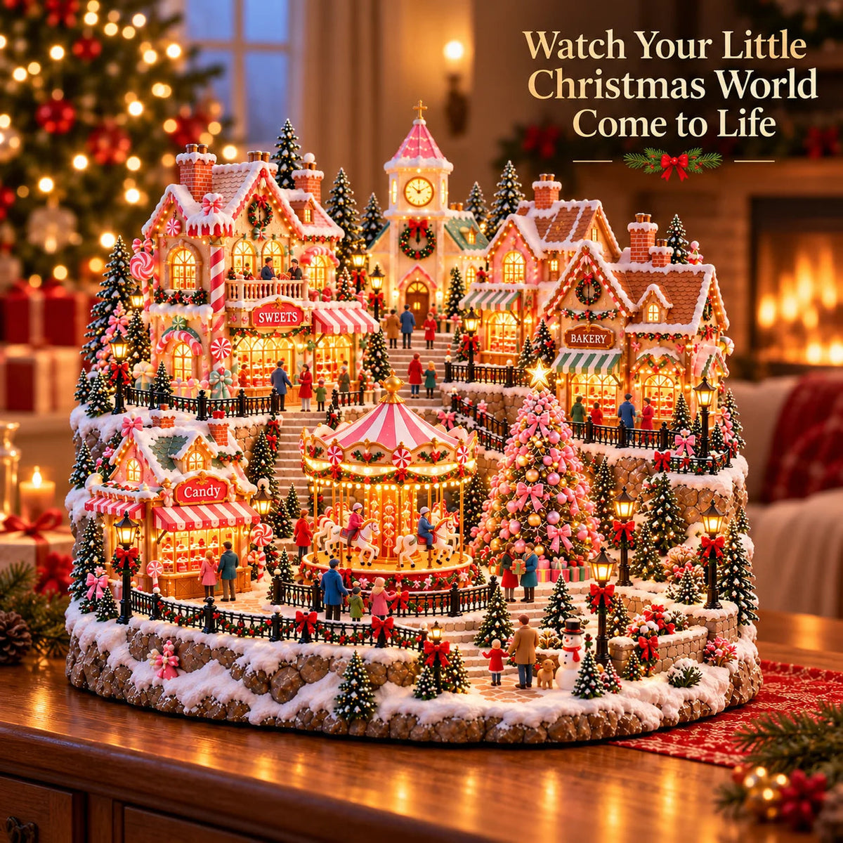 ✨ HOT SALE 49% OFF✨🎄'Candy-Bright' Christmas Market | Illuminated Miniature Christmas Town ✨