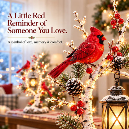 🔥Cardinal Winter Lantern Tree™ – Lighted Snowy Birch Tree with Red Cardinals & Hanging Lantern ✨