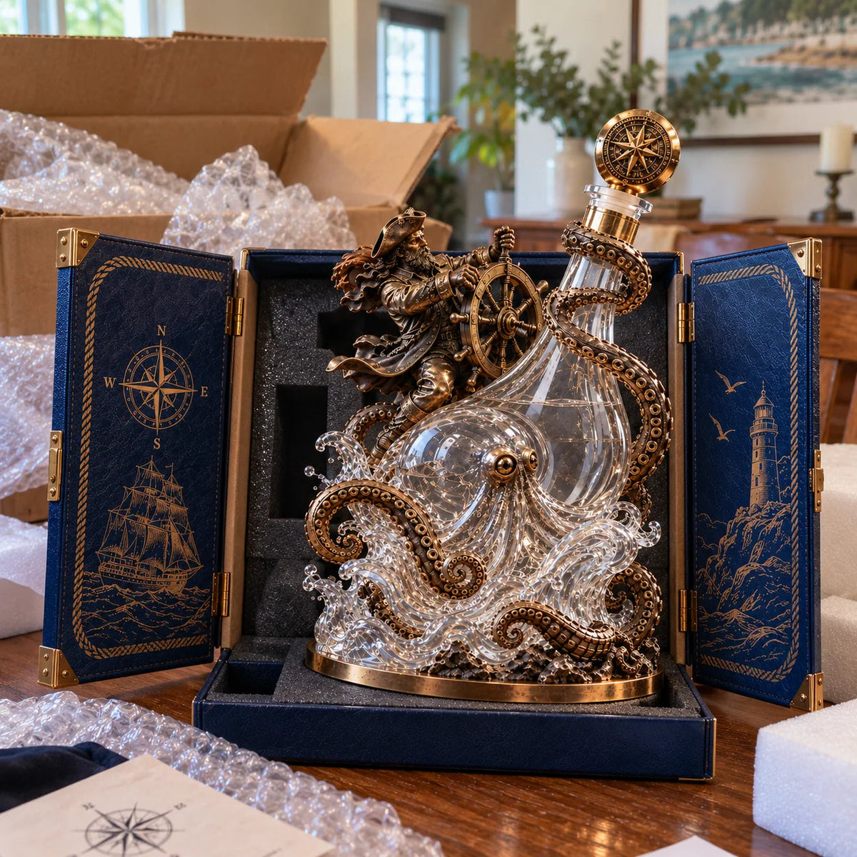 ⚓ Stormbound Captain & Deep-Sea Octopus Whiskey Decanter – 2026 Nautical Collector’s Edition 🥃
