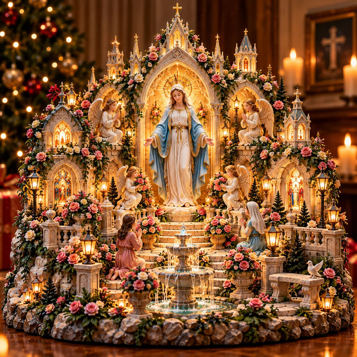 🌹 A Mother's Love, A Light of Grace ✨ Virgin Mary LED Sanctuary – Faith, Hope & Everlasting Love