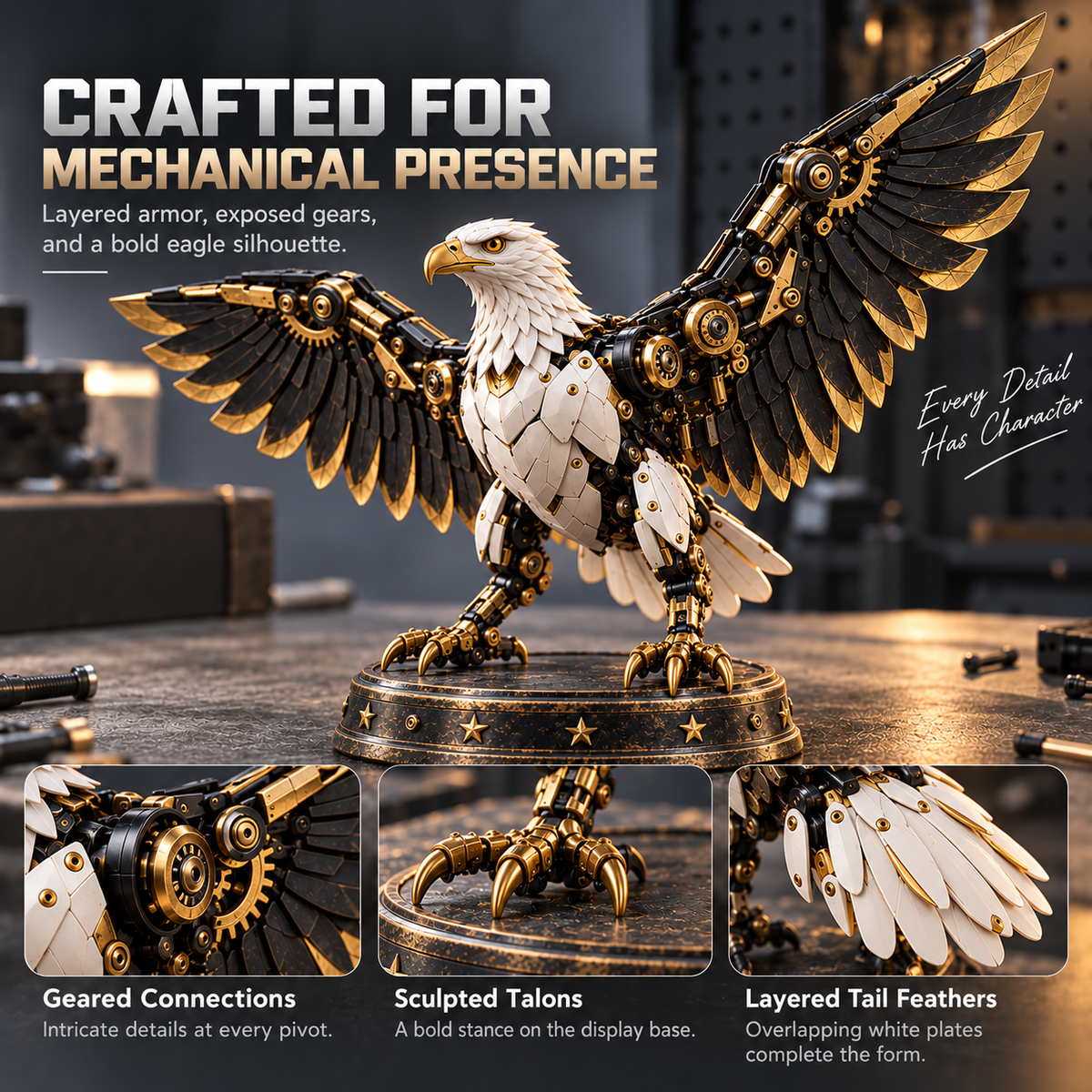 🥚🦅 Egg To Bald Eagle – 2-in-1 Transforming Mechanical Figure