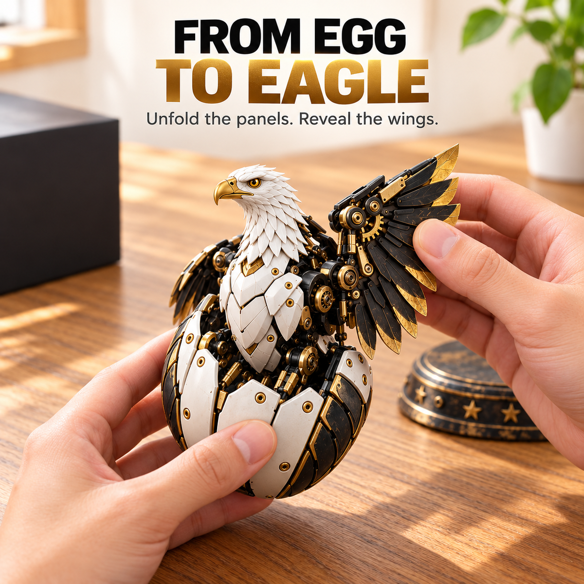 🥚🦅 Egg To Bald Eagle – 2-in-1 Transforming Mechanical Figure