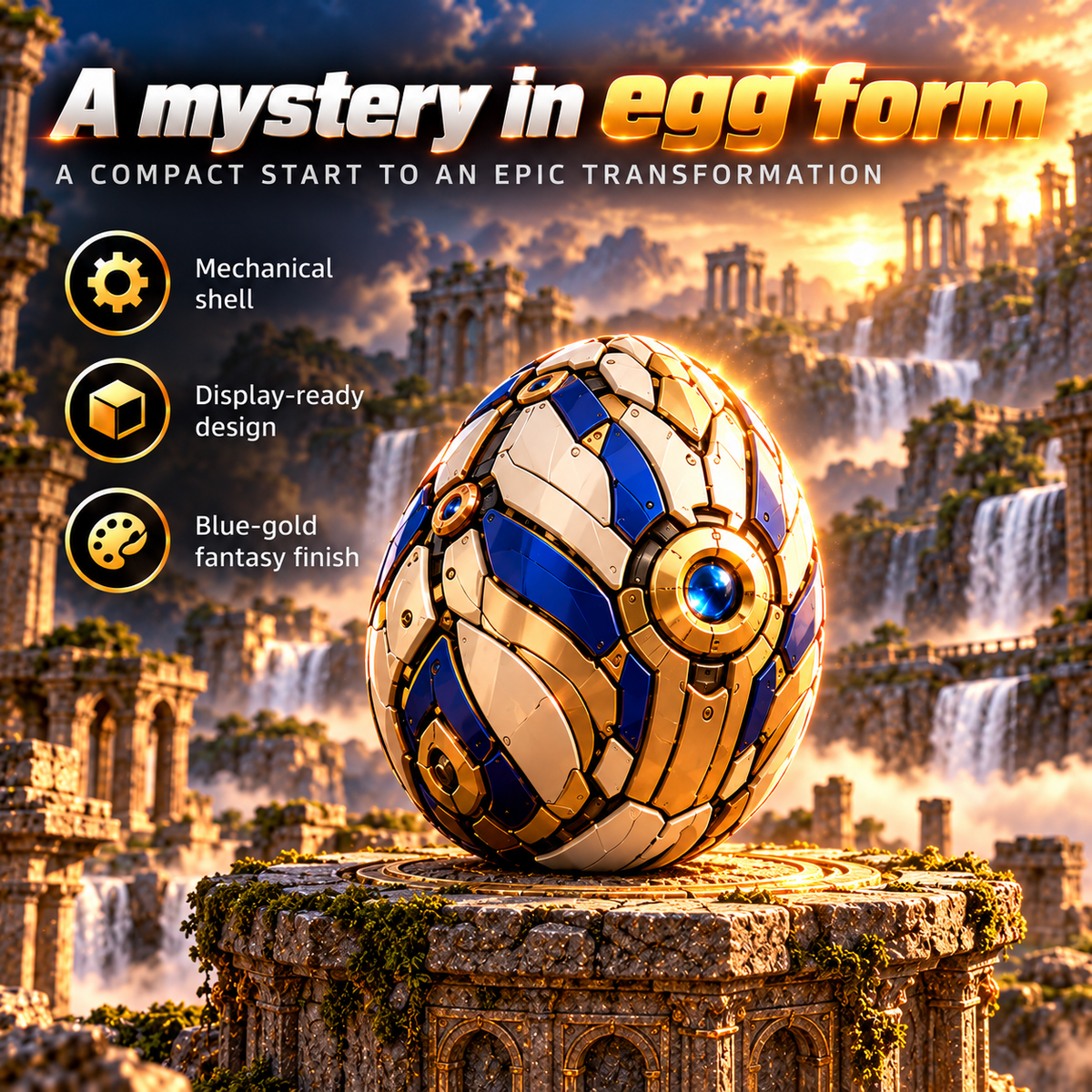 🦅 2-in-1 Transforming Mechanical Griffin Egg – Winged Fantasy Figure