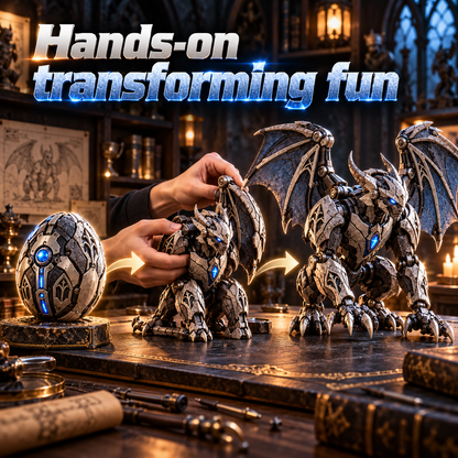 🥚⚙️ MechaGenesis Gothic Guardian Egg – Transforming Mechanical Gargoyle with Gothic Wings & Icy Blue Core 🦇💎