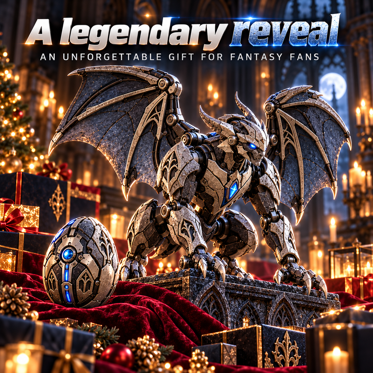 🥚⚙️ MechaGenesis Gothic Guardian Egg – Transforming Mechanical Gargoyle with Gothic Wings & Icy Blue Core 🦇💎