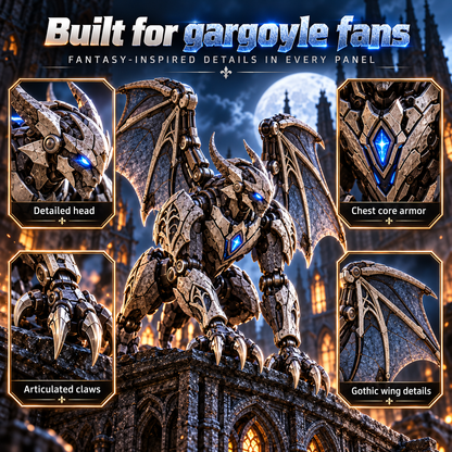 🥚⚙️ MechaGenesis Gothic Guardian Egg – Transforming Mechanical Gargoyle with Gothic Wings & Icy Blue Core 🦇💎