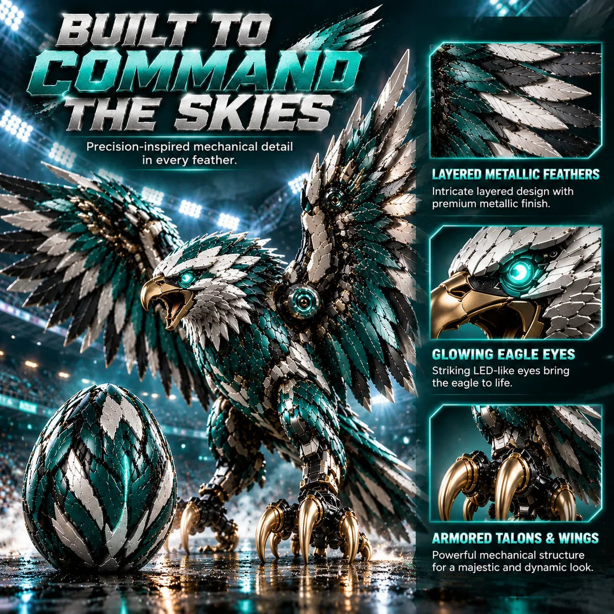 🦅⚡ EagleMorph – Egg to Eagle Transforming Mechanical Figure