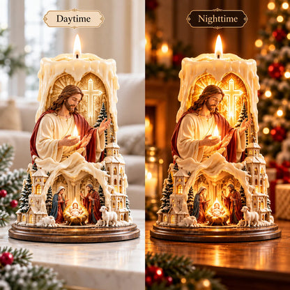 🔥LAST DAY 50%✝️✨ Jesus Light of Faith™ – 3D Jesus Nativity Scented Candle with Glowing Cross | Christian Christmas Gift of Faith, Hope & Love