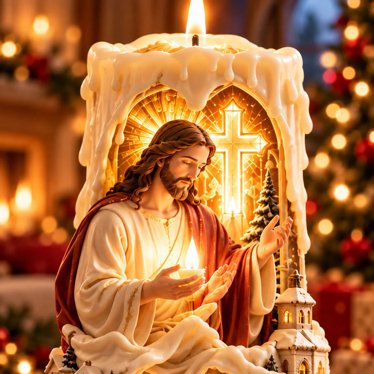 🔥LAST DAY 50%✝️✨ Jesus Light of Faith™ – 3D Jesus Nativity Scented Candle with Glowing Cross | Christian Christmas Gift of Faith, Hope & Love