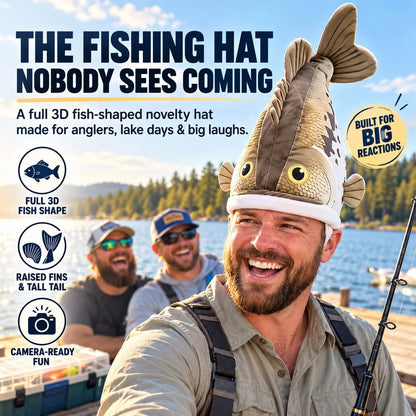 🔥LAST DAY 50%🐟 Funny 3D Fish Hat — Funny Fishing Gift for Anglers, Lake Days & Parties