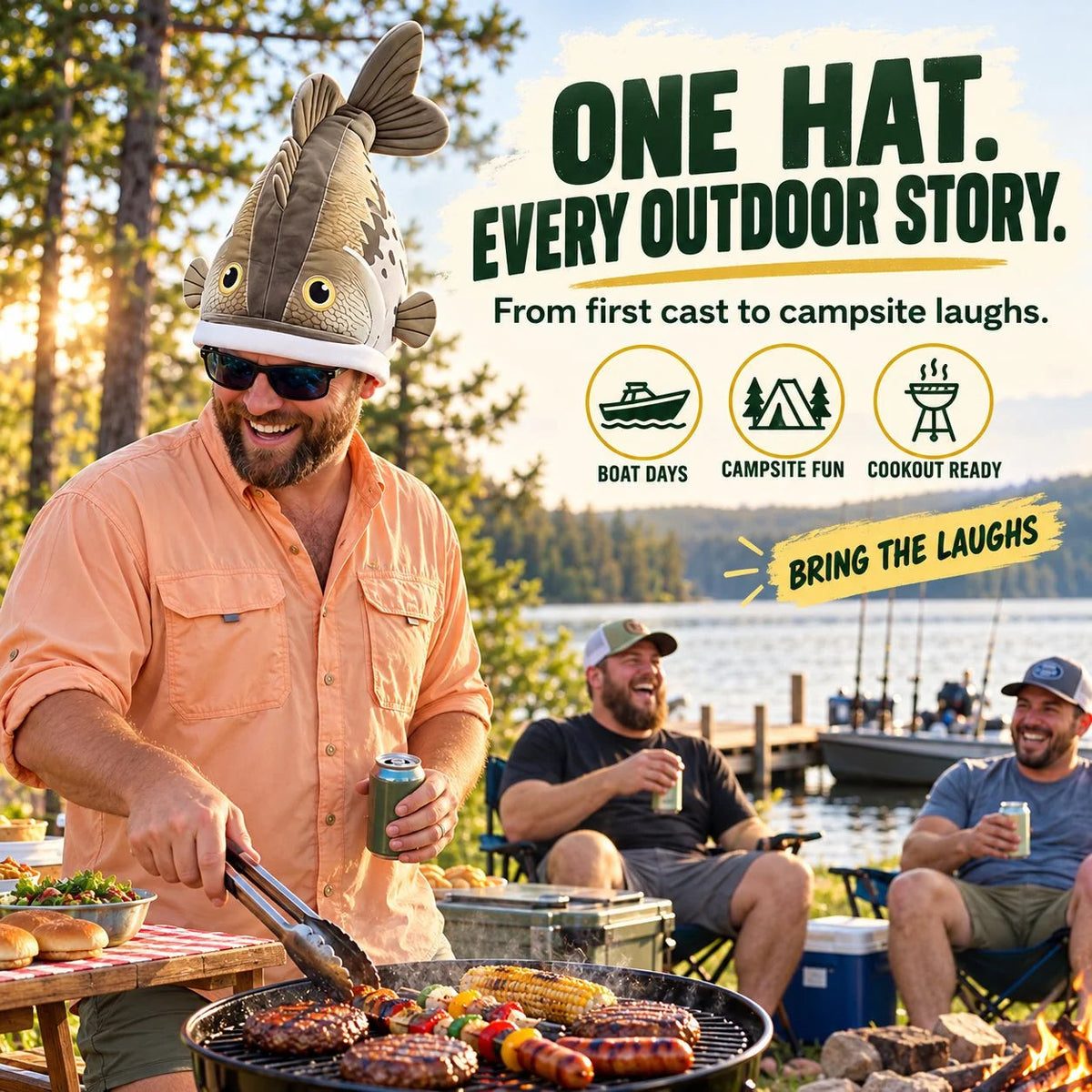 🔥LAST DAY 50%🐟 Funny 3D Fish Hat — Funny Fishing Gift for Anglers, Lake Days & Parties