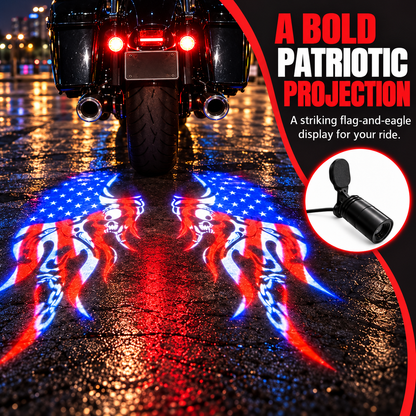 🏍️Patriotic Eagle Motorcycle Ground Projection Light – Ride with American Pride
