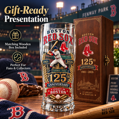 🏆125th Anniversary Baseball Heritage Commemorative Glass & Wooden Gift Box
