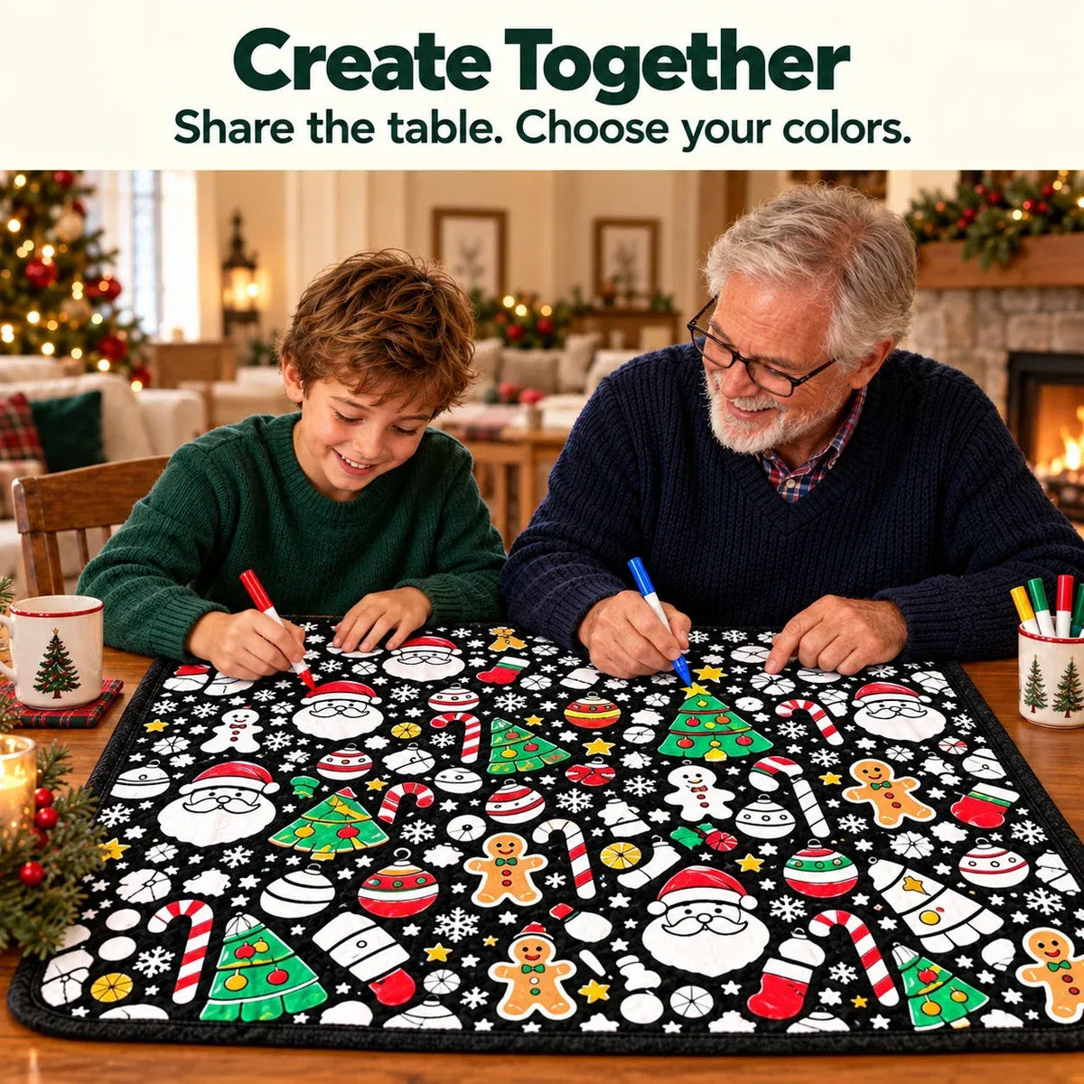 🎄 DIY Christmas Coloring Blanket Kit – Includes 24 Acrylic Markers!
