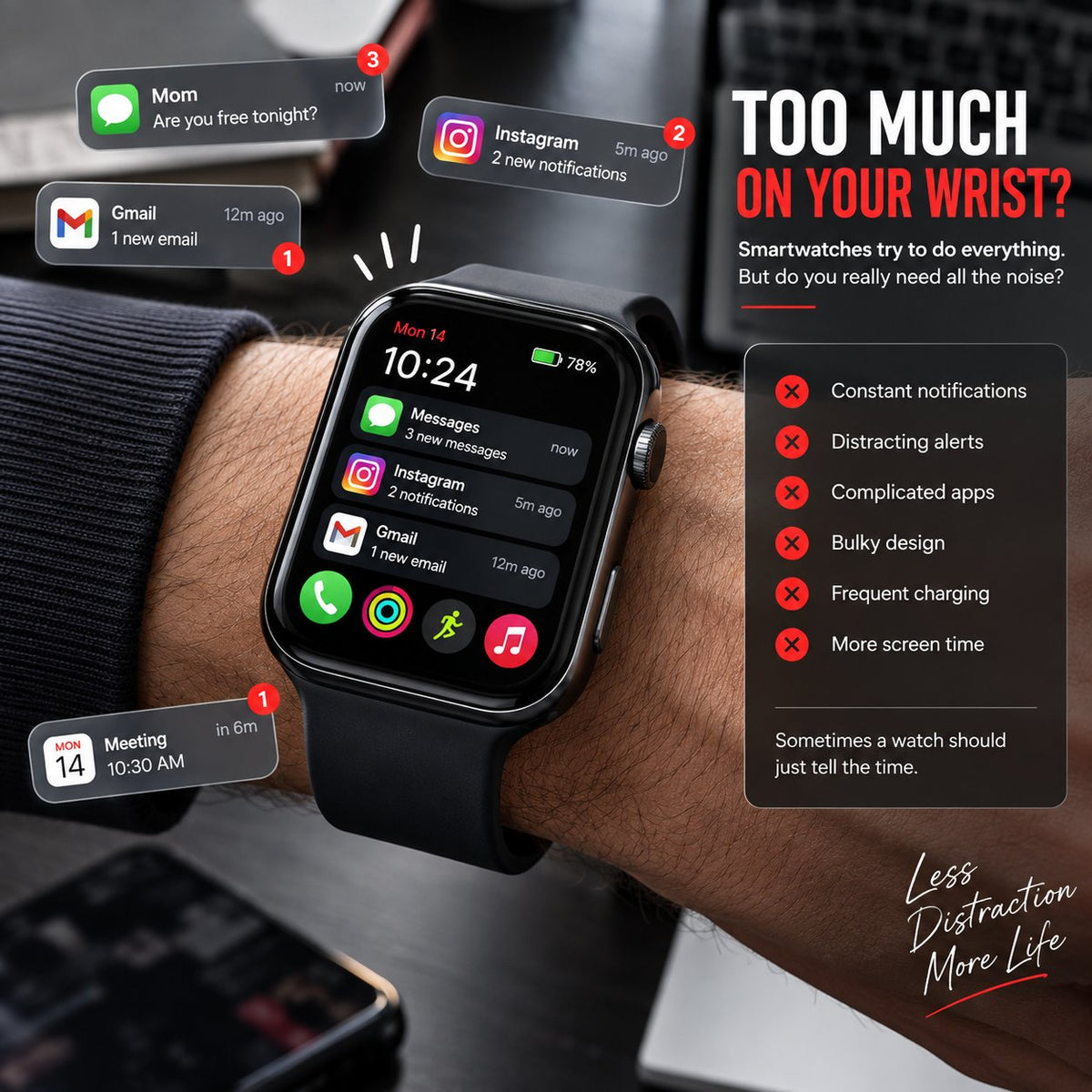 🔥HOT SALE 49% OFF⏰⌚Onyx Silent Vibration Alarm Clock