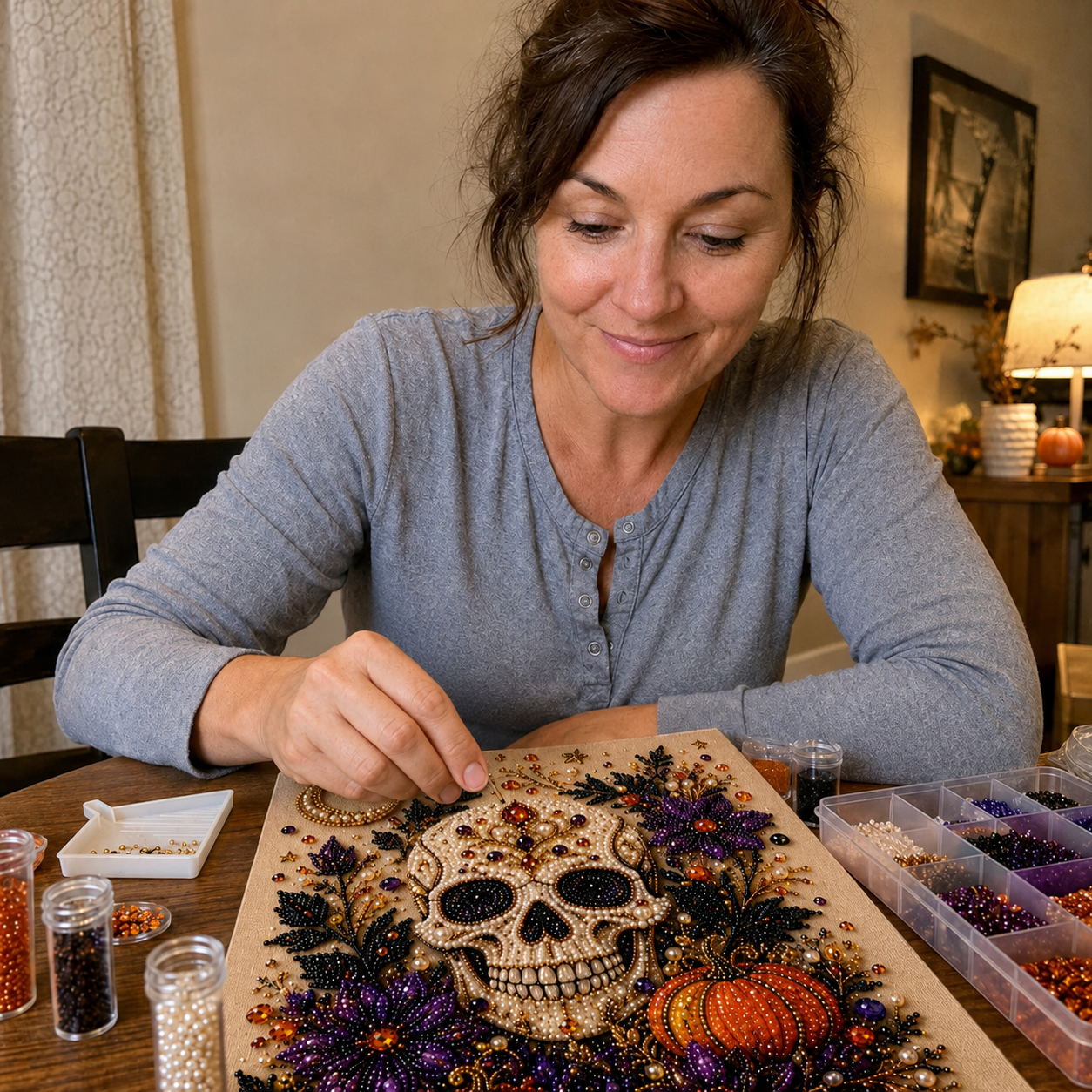 💥LAST DAY  50% OFF👻✨ Halloween Pearl Art DIY Kit – Turn Tiny Pearls into Spooky-Cute Magic