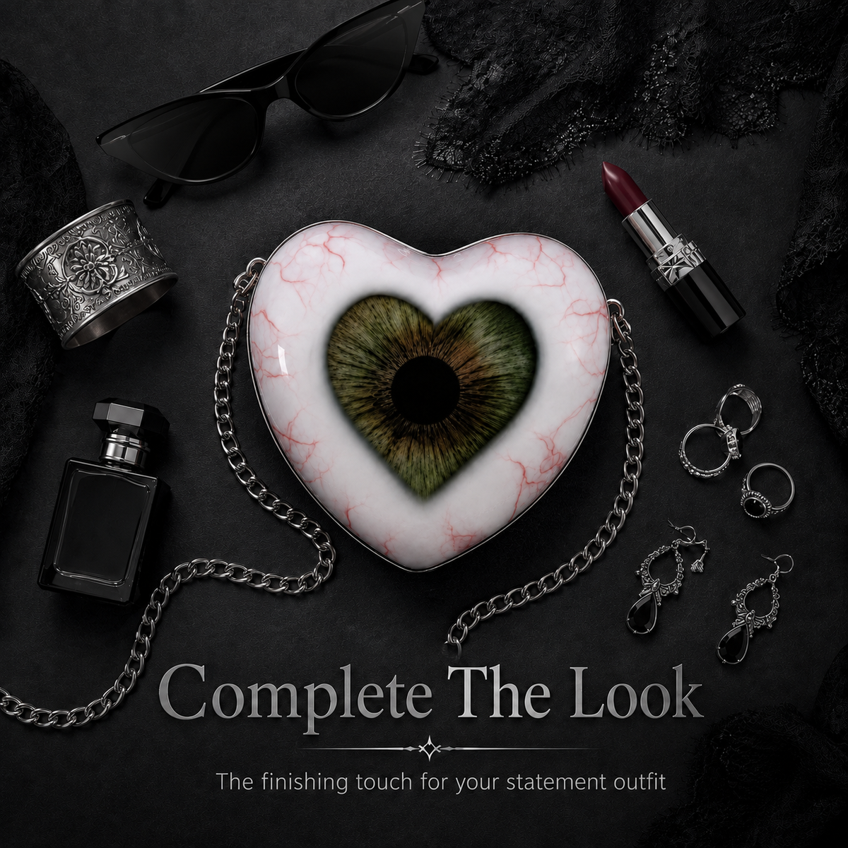 🖤Gothic Heart Eye Statement Crossbody Bag
