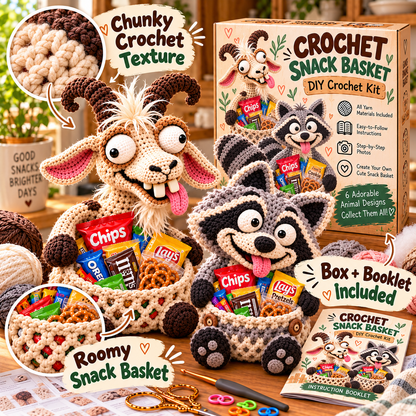 🔥Buy 3, Get 1 Free—Today Only 🔥🔥–😂 Snack Attack Squad™ – DIY Crochet Funny Animal Snack Basket Collection