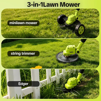 🌿70% OFF TODAY⚡3-in-1 Cordless Lawn Mower – Lightweight Grass Trimmer & Edger with 2×21V Batteries🔋