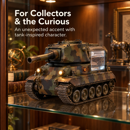 🪖☕ Tank-Inspired Coffee Corner Decor – Camouflage Collectible Desk Display, Military-Style Statement Piece & Unique Gift 🎁