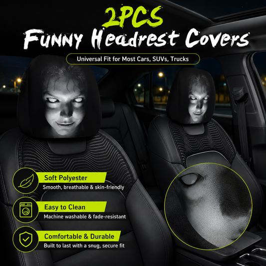 🔥Last Day 55% OFF😆Fear & Funny Car Headrest Covers – Universal Fit 2PCS🚗