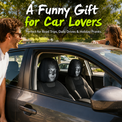 🔥Last Day Promotion😆Fear & Funny Car Headrest Covers – Universal Fit 2PCS🚗