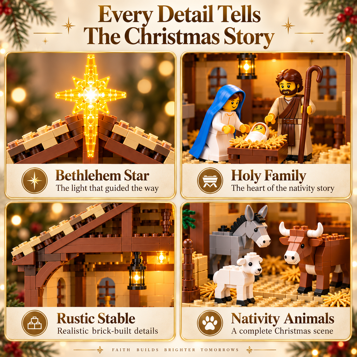 🎅Christmas Story Building Block Set – Nativity Scene Holiday Display✨
