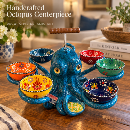 🐙 Handcrafted Octopus Decor with 6 Mini Dishes