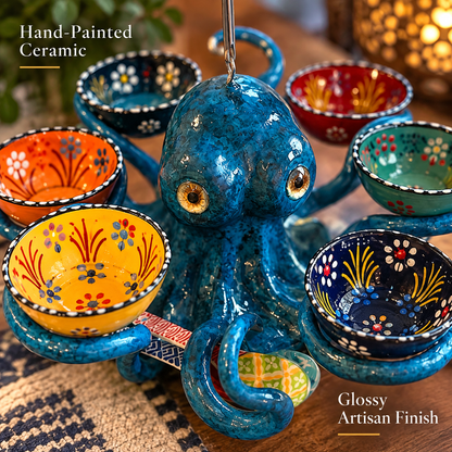 🐙 Handcrafted Octopus Decor with 6 Mini Dishes