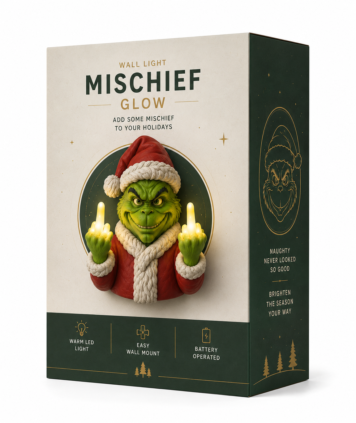 🎄 NaughtyGlow™ Funny Light-Up Christmas Wall Decor ✨