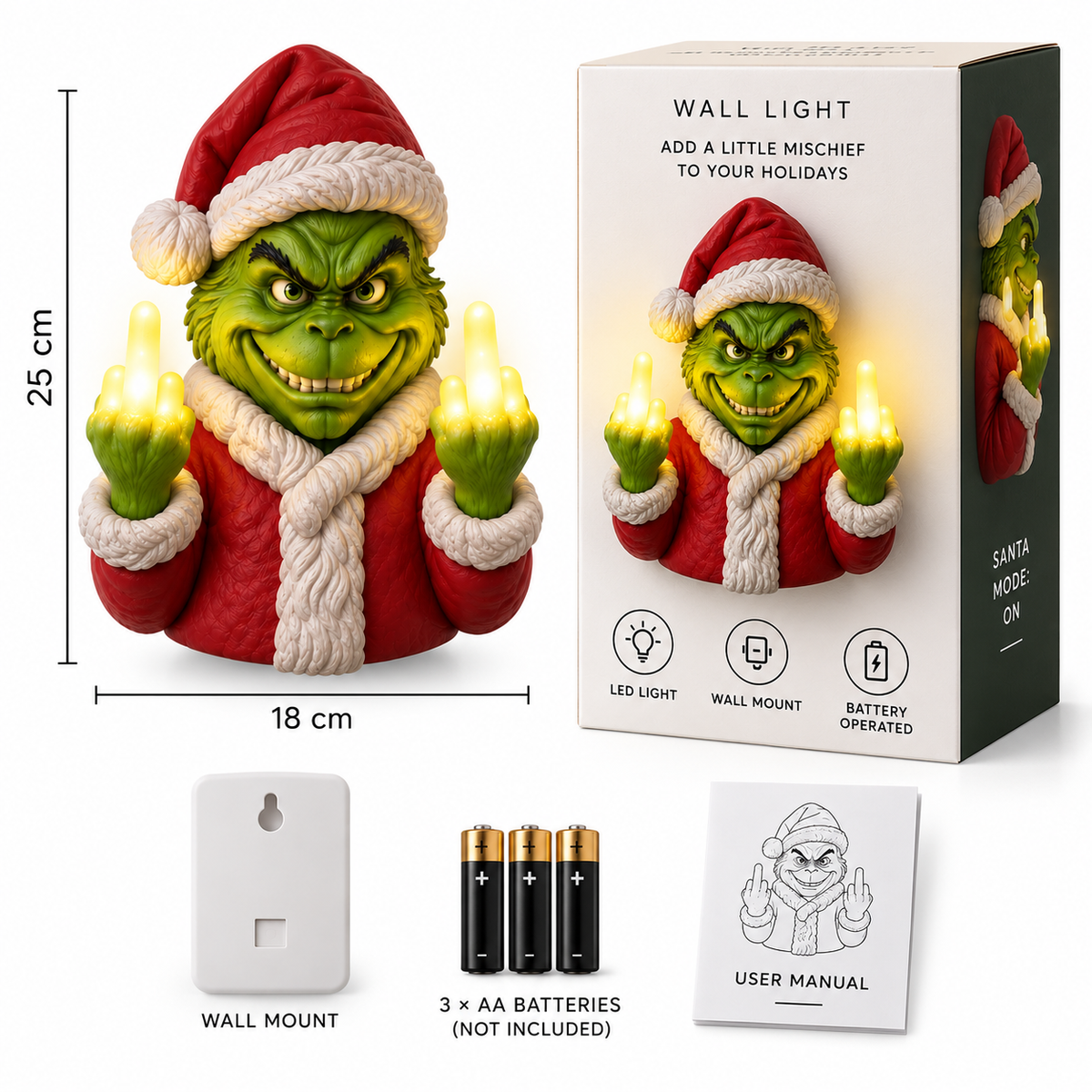 🎄 NaughtyGlow™ Funny Light-Up Christmas Wall Decor ✨