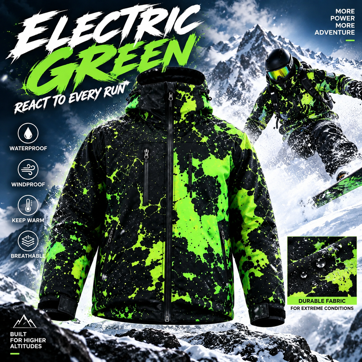 ❄️ Snow-Reactive Color-Changing Ski Jacket 🏂 Warm, Bold & Winter-Ready